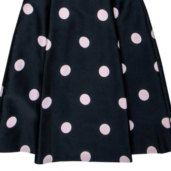 Kate Spade Lysa Navy with Pink Polka Dots Pleated Midi A-Line Skirt S $259 - Picture 8 of 11